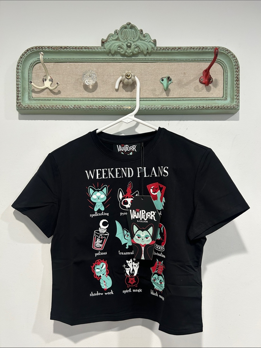 Killstar Vampurr "Weekend Plans" gothic Black Graphic short sleeve baby Tee Med